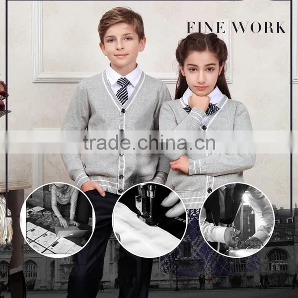 Hot Sales Grey Cardigan Children School Uniform photo-2
