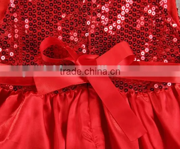 Newest Christmas Red Tulle Sequin Frocks Baby Girls Red Dresses photo-3