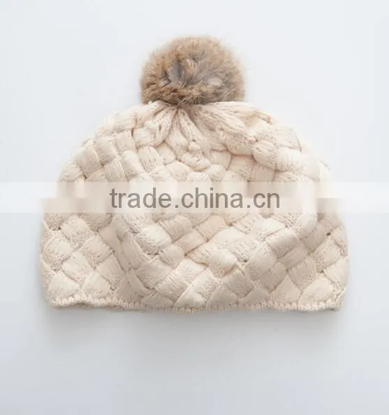 F40866A Crochet Kids Hat Fashion Winter Kids Hats Caps Beanie Hats With Topball photo-5