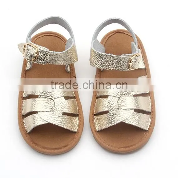 Wholesale Latest Design Leather Baby Kids Leather Rubber Sandals photo-5
