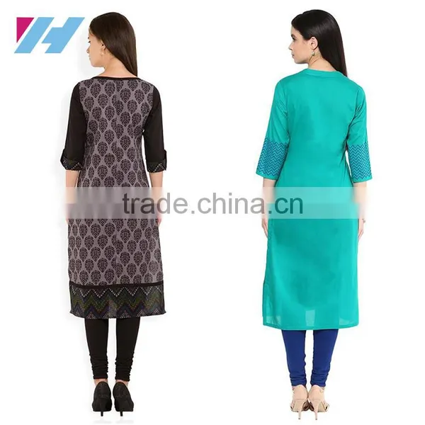 Ladies Fashion Apparel Cotton Om Printed Long Kurta photo-2