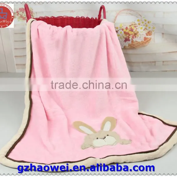 High Quality Overlocking Embroidered Baby Fleece Blanket photo-2