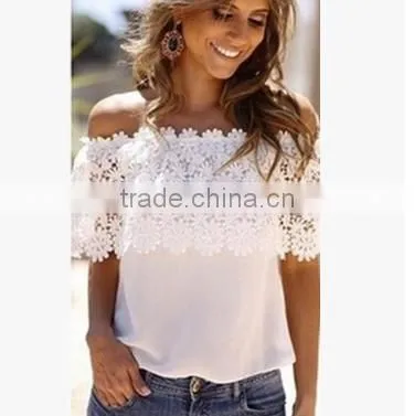 Europe and the United States New Chiffon Lace Women Stitching Lace T-shirt Selling Hot Models Selling Hot photo-2