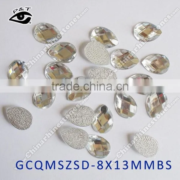 Hot Fix Acrylic Rhinestone Faceted Epoxy Stones Drop Shape 8x13mm Crystal Clear photo-2