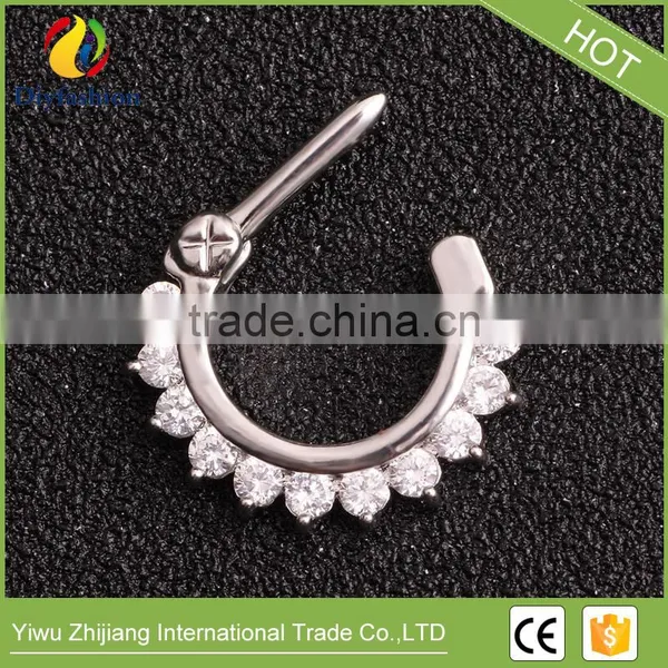 High Quality Colorful Fashion Diamond Non Piercing Fake Nose Ring photo-2