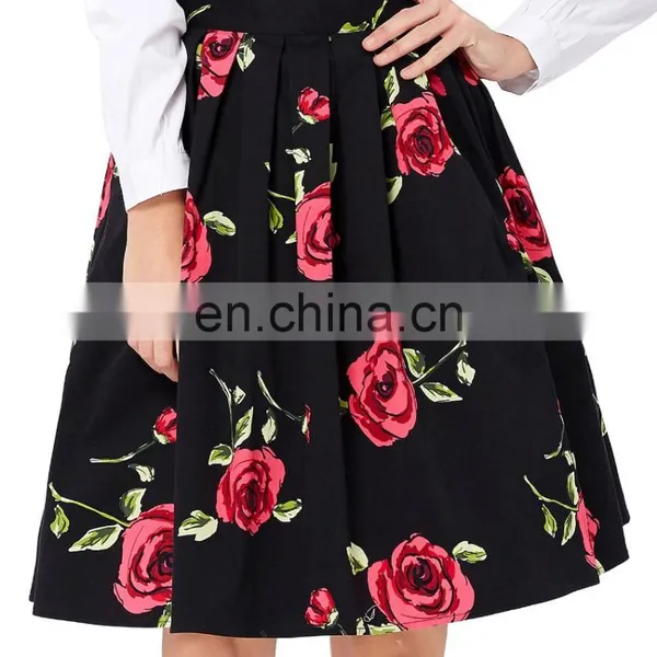 Grace Karin Women Pleated Vintage Cotton Floral Print Skirt CL6294-19 photo-3