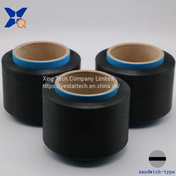Black Carbon Conductive Polyester Fiber Filaments 50D/8F Sandwich Type for Anti Static Harness Cord/ESD Yarn/ESD Fabric-XTAA249 photo-3
