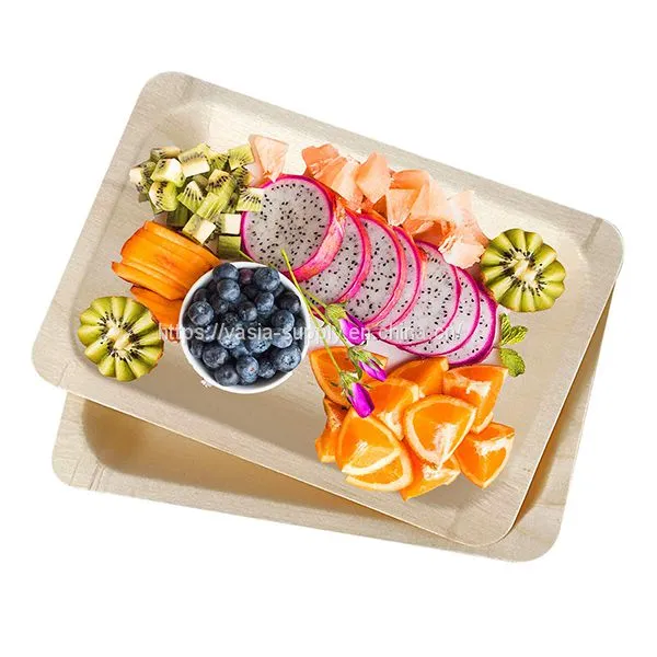 Disposable Wood Serving Dish Big Size 200mm Length Rectangle Plates Tray photo-3