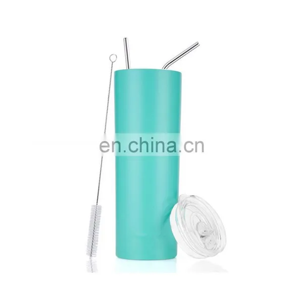 Stainless Steel Total Straight, White Diy Printing Heat Press Skinny 20oz Sublimation Blanks Tumbler With Silicone Gasket/ photo-2