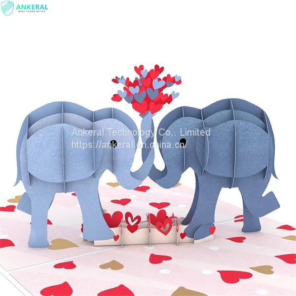 Love Elephants 3D Pop-up Card Best Valentine’s Day Pop-up Card Showing Love to my Girlfriend photo-3