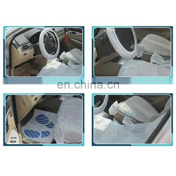 Wholesale Disposable Customized Clear Plastic Auto Car Seat Protector Steering Wheel Cover Foot Pad Gear Lever Handbrake Cover photo-4