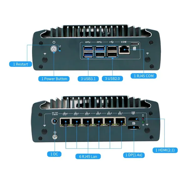 Micro Firewall Appliance Intel Core i5 1245U i7 1265U Soft Router 6 x 2.5GbE I225-V B3 Mini PC DDR4 RAM HDMI2.1 DP1.4A OPNsense photo-5