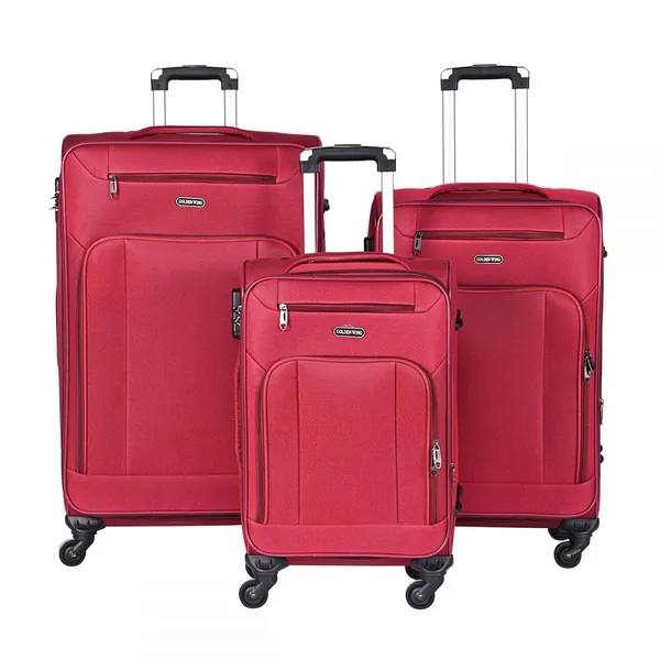 Brown 20 24 28 Inch Polyester Fabric Rolling Trolley Bags Set Cloth Suitcase Luggage Spinner Wheel China Pengteng Factory photo-3