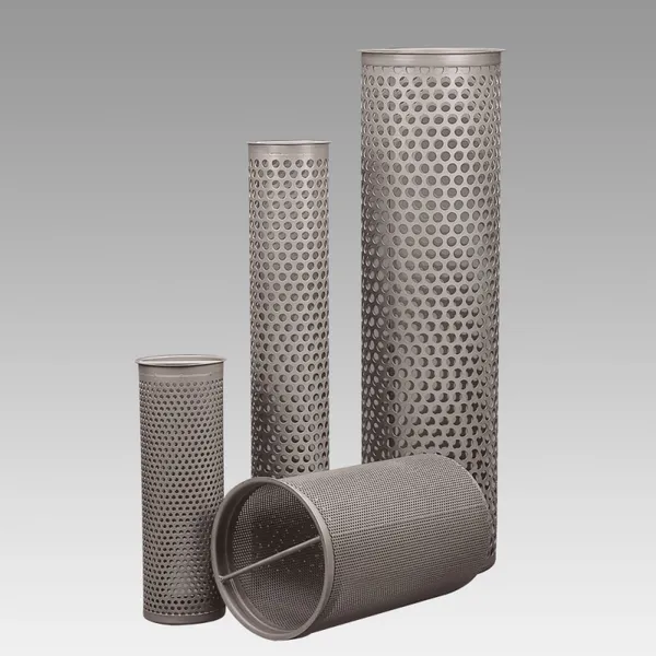 Aluminum Steel Perforated Pipe Filter Baskets OD27H45mm 0.165