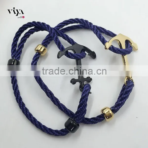 Fashion Jewelry High Quality Handmade Wrap Bracelet 316l Stainless Steel Bracelet Popular Men Anchor Bracelet photo-2