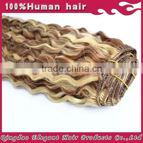 2015 the Best Quality Mongolian Afro Kinky Curly Clip in Hair Extension IN Stock photo-3