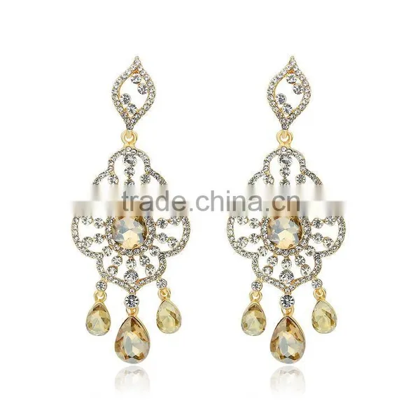 Stylish Retro Rhombus Crystal Ethnic Style Chandelier Earrings photo-3