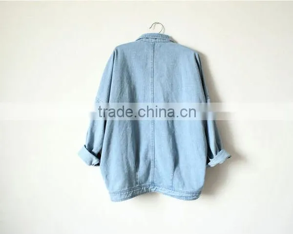 2014 New European and American Women's Long Sleeve Varsity Jacket Denim Shirt Women Denim Coat,hot! photo-6