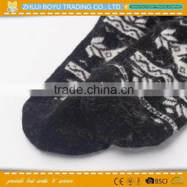 BY-161203 Hot OEM Lady Handmade High Quality Angora Wool Thick Socks photo-6