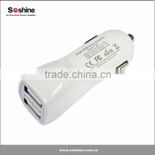 Soshine 2Amps / 10W 2-port USB Car Charger Designed for Apple and Android Devices Dual Car Charger photo-3
