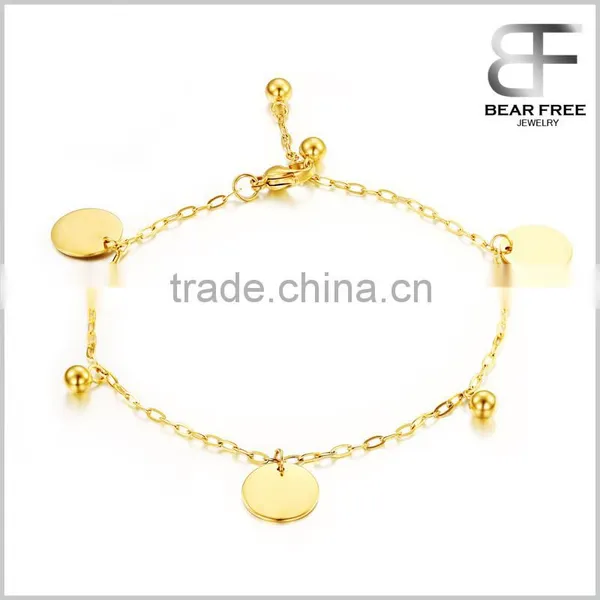 Charm Ankle Bracelet Anklet With Round Pendant Yellow Gold Plated Foot Chain Sexy Summer Beach Jewelry