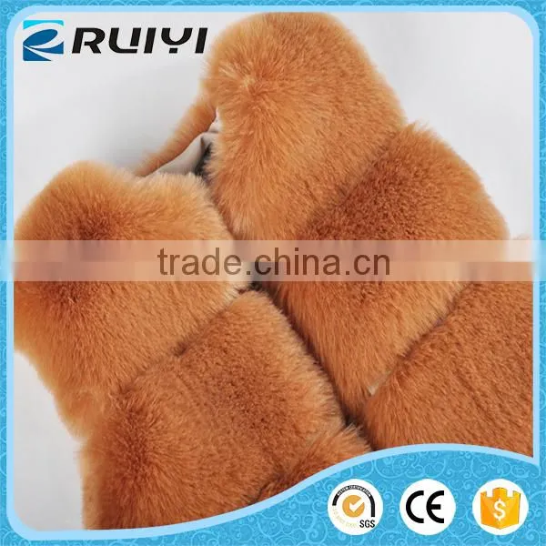 Women Sleeveless Fake Fur Vest Red photo-5