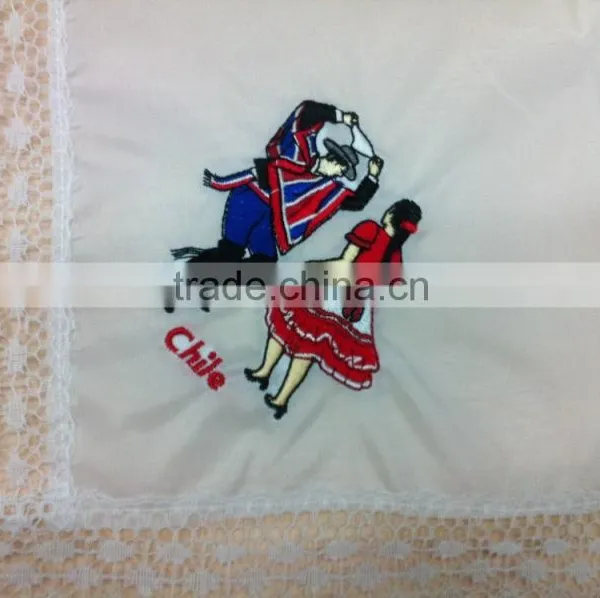 Ladies' White Embroidered Handkerchiefs With Lace photo-3
