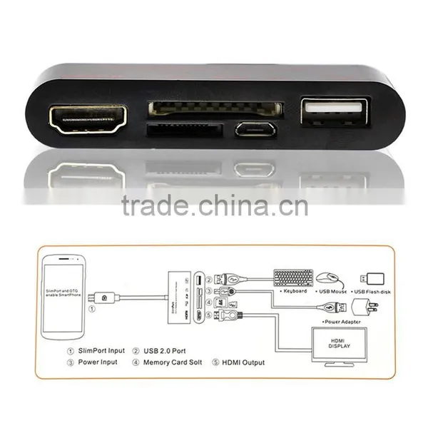 Micro USB OTG Sd Tf HUB Card Reader MHL to Hdm i Hdtv Adapter Connection Kit for Samsung Galaxy S5 S3 S4 Note2 Note3 Note4 photo-6
