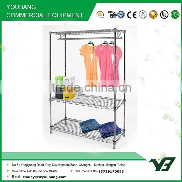 2015 Hot Sell NSF 2 Layer Chrome Living Room Wire Clothing Shelf Rack (YB-WS041) photo-3