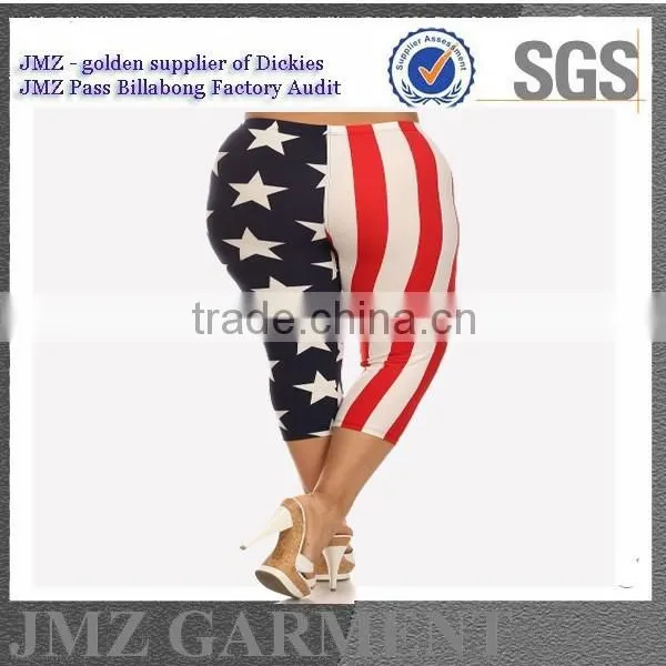 Custom Stretch Usa Flag Style Print Capris OEM 2015 Plus Size photo-2