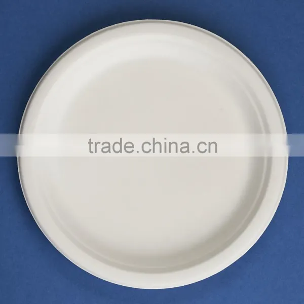 PL-09 Bleached 9 Inch Round Diposable Bagasse Paper Plates Quality Choice photo-3
