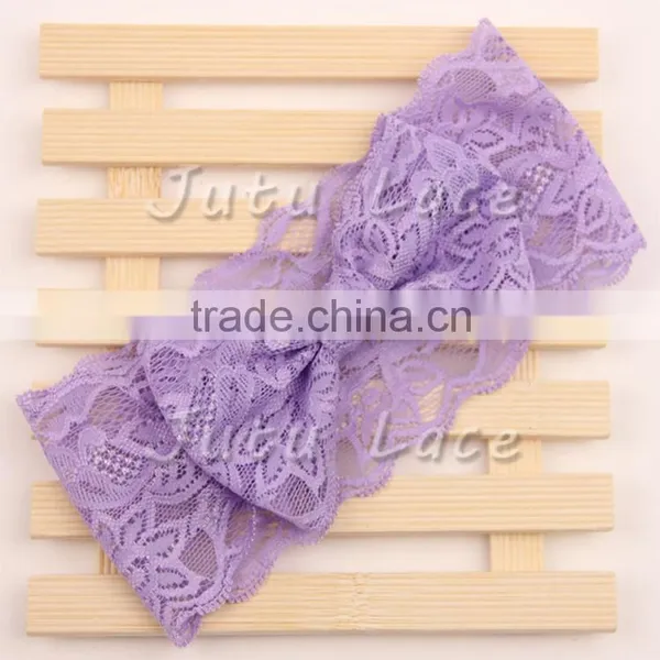 Stretchy Lace Messy Bow Headband-elastic Wide Lace Headwrap Headband-newborn Red Bow Headbands Available for 1-12 Kids photo-2