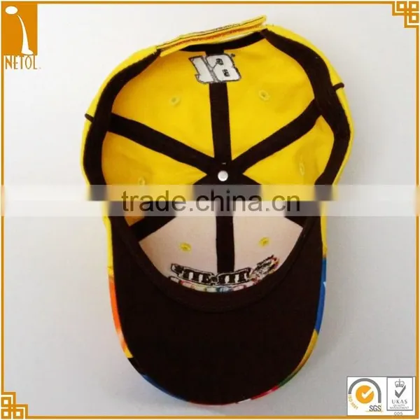 High Quality Unisex Yellow 6 Panel 100% Cotton Embroidered Custom Racing Car Baseball Cap Wholasale photo-5