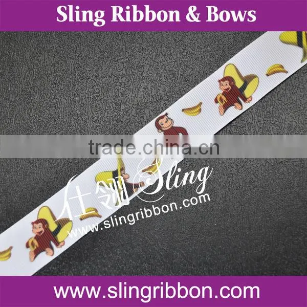 Lovely Monkey Character Printed Grosgrain Ribbon For Sales photo-4