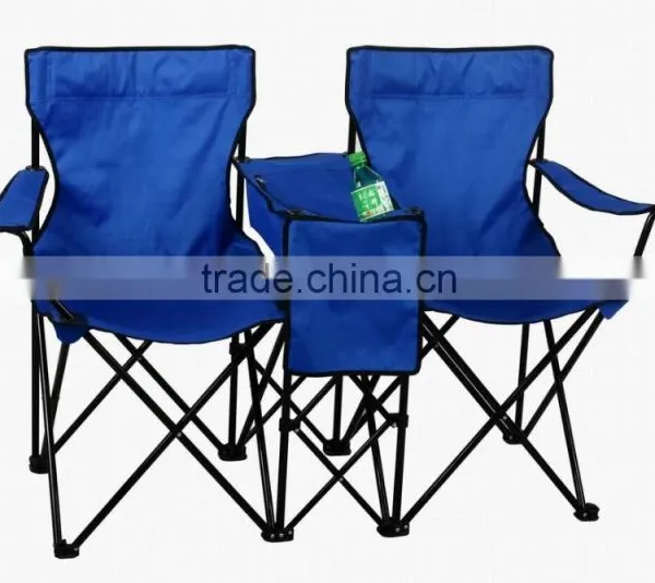 Folding Double Camping Chair With Umbrella and Cooler Table photo-4