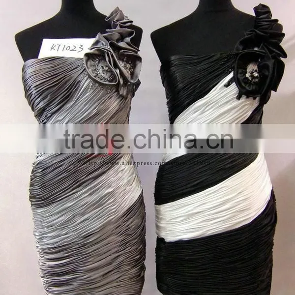 One Shoulder Prom Cocktail Dress Floral Embellished Fantasy Cocktail Dress 2014 photo-4
