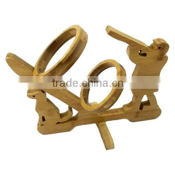WR024/100% Bamboo Material Hot Sale Huntsman Shaped Folding Bamboo Wine Rack photo-3