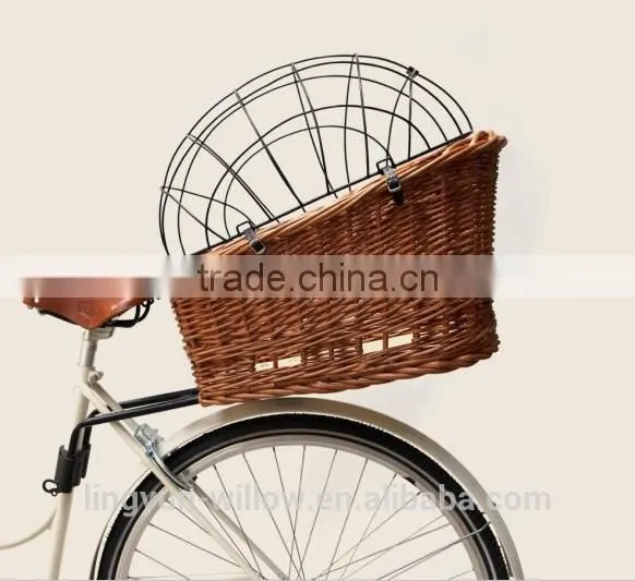 handwoven wicker bike basket dog carrier