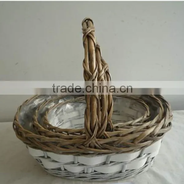 3 Set Handmade Willow Storage Baskets With Handle photo-4