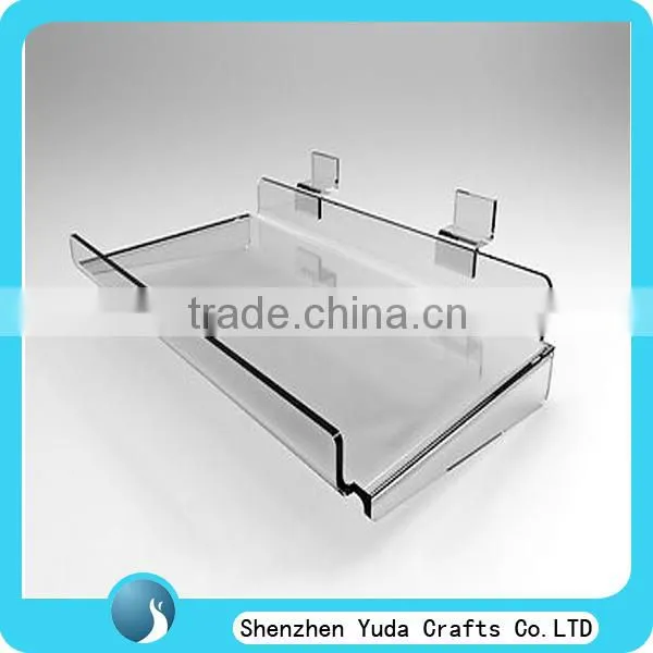 Acrylic Tray Slatwall Acrylic Shelf Clear Wall Mounted Plastic Slatwall Display Shelf