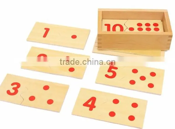 Wooden Dominos Baby Early Childhood Education Montessori Number and Counter Match-up Puzzle photo-2