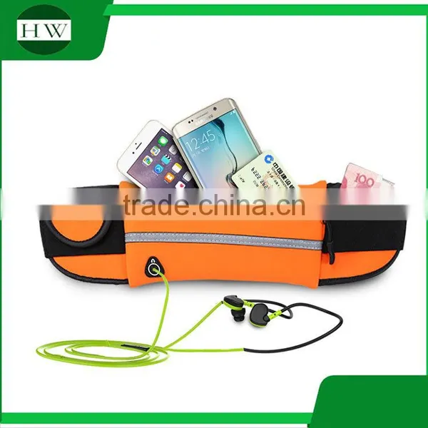 Wholesale Logo Printed Reflective Waterproof Led Cell Mobile Phone Gym Sports Running Belt Elastic Waist Bag With Water Bottle photo-2