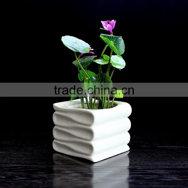 New Design Small Indoor Decor White Ceramic Succulent Pots Mini photo-2