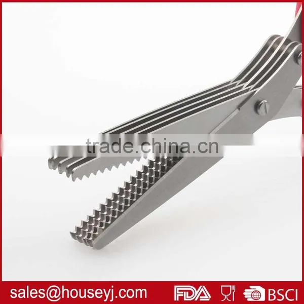 Hot Sale Stainless Steel 5 Layer Blades Kitchen Herb Scissors With Soft Grip Handle photo-4