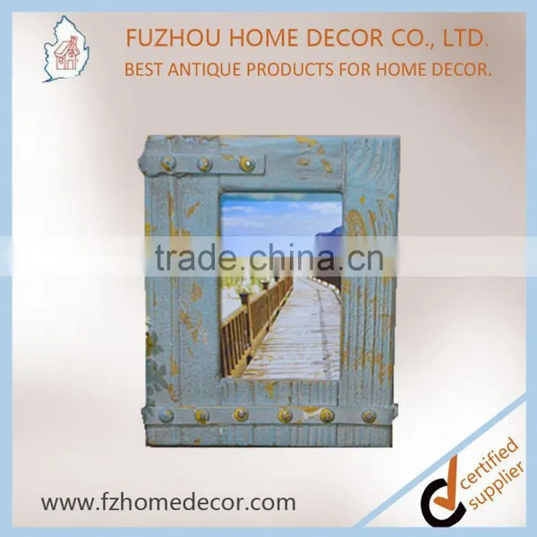 Promotional Shabby Chic Wood Printing Photo Frame With Blue Colour for Home Decoration photo-4