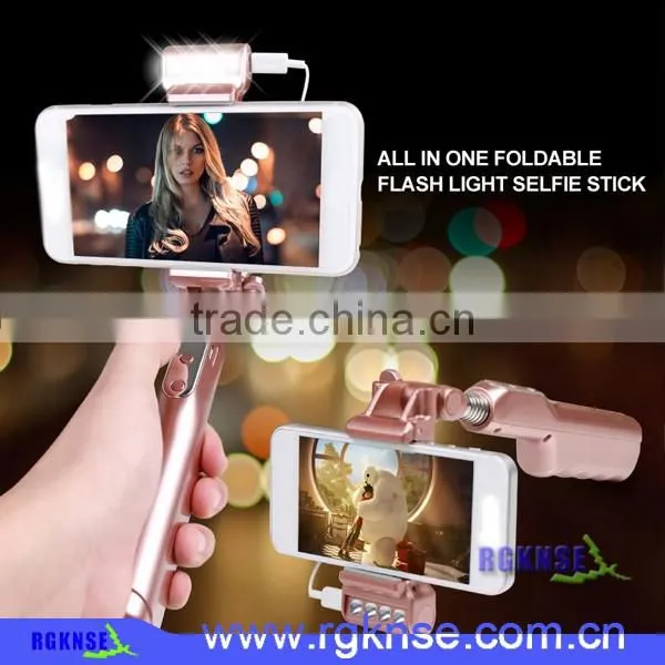 2016 RGKNSE NEW Pocket Selfie Stick With LED Flash Light, LED Selfie Stick With Cable Take photo-2