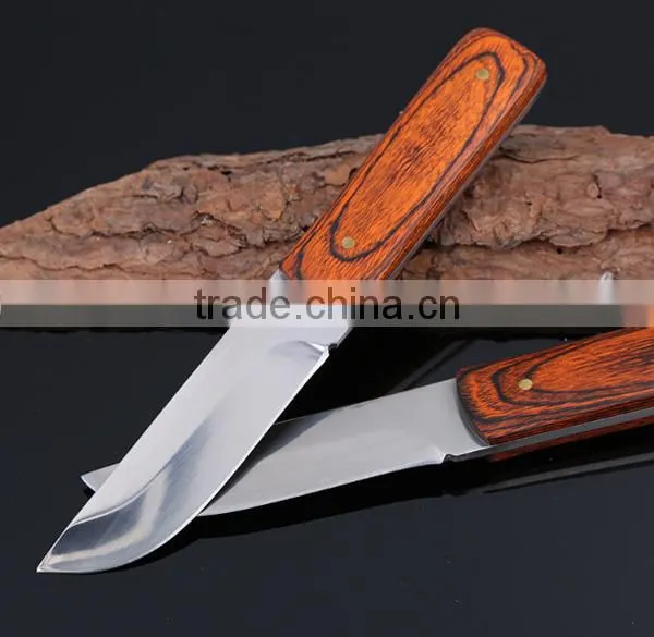Wood Handle Multi Purpose Outdoor Survival Knife, Straight Edge Fruit Knife photo-5