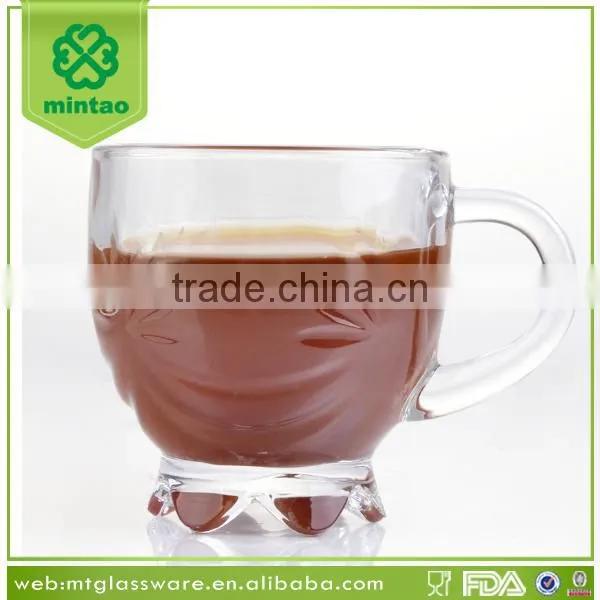 Personalized Wholesale Glass Coffee Mug/flower Base Coffee Glass Mug photo-2
