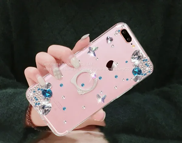 Silicone Cell Phone Case Diamond Mobile Phone Cases for IPhone7/7Plus/6/6s/6plus/6splus Tpu Soft Case With Ring Holder photo-3