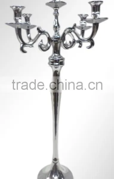 Silver Finish Aluminum Polish Five Arms Candelabra photo-4